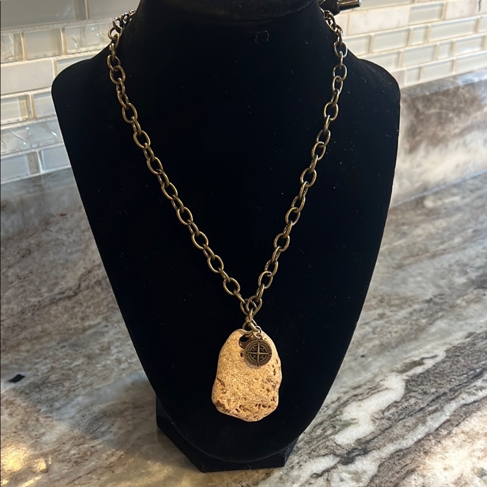 Gold Chain Necklace with Stone Pendant